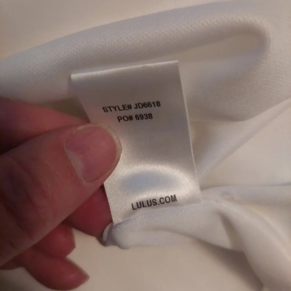 LuLu's Ivory white ponte knit Stretch Fit & Flare high low dress. M - Picture 9 of 9